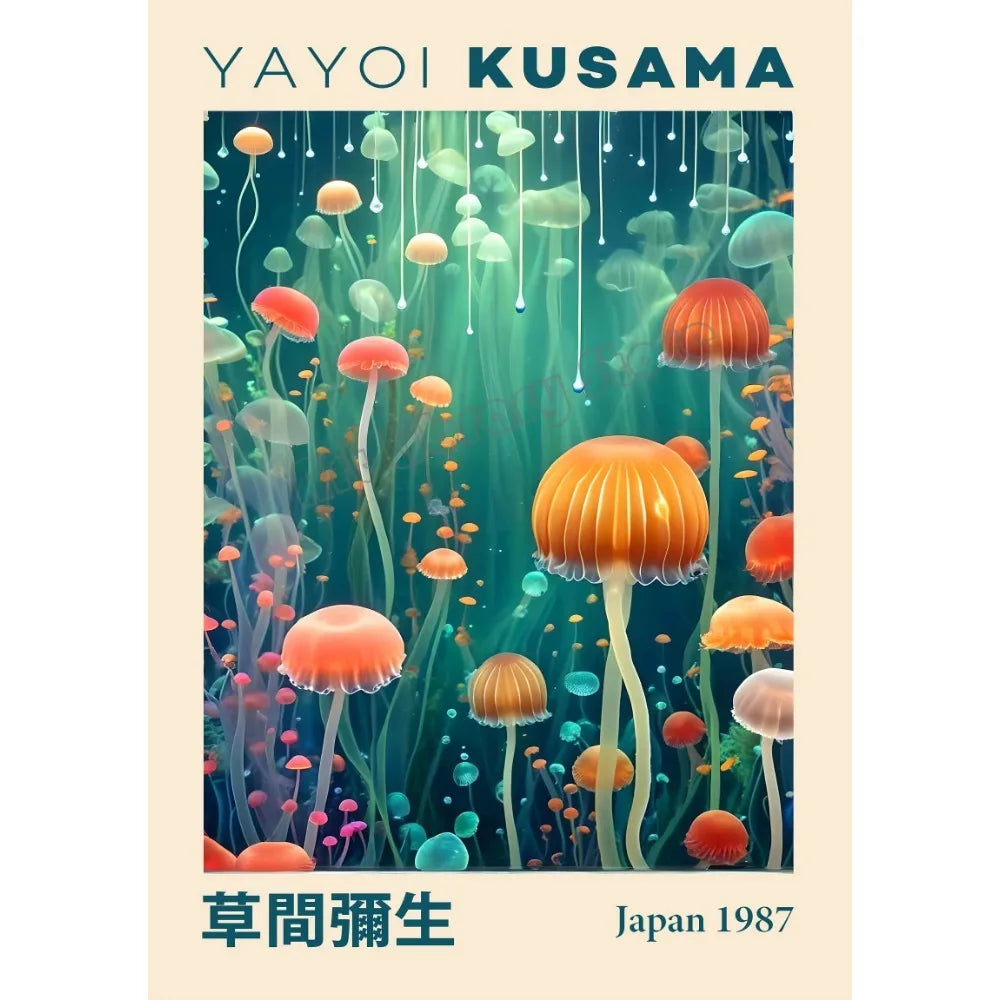 Yayoi Kusama Japanese Style Geometric Mountain Landscape Exhibition Poster Canvas Painting Wall Art Picture Home Interior Decor