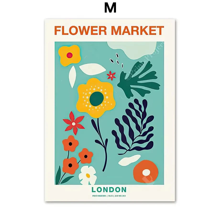 Abstract Matisse Wall Art Canvas Painting Retro Tokyo Flower Market Posters and Prints Nordic Living Room Home Decoration Images