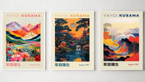 Geometric Yayoi Kusama Mountain Landscape