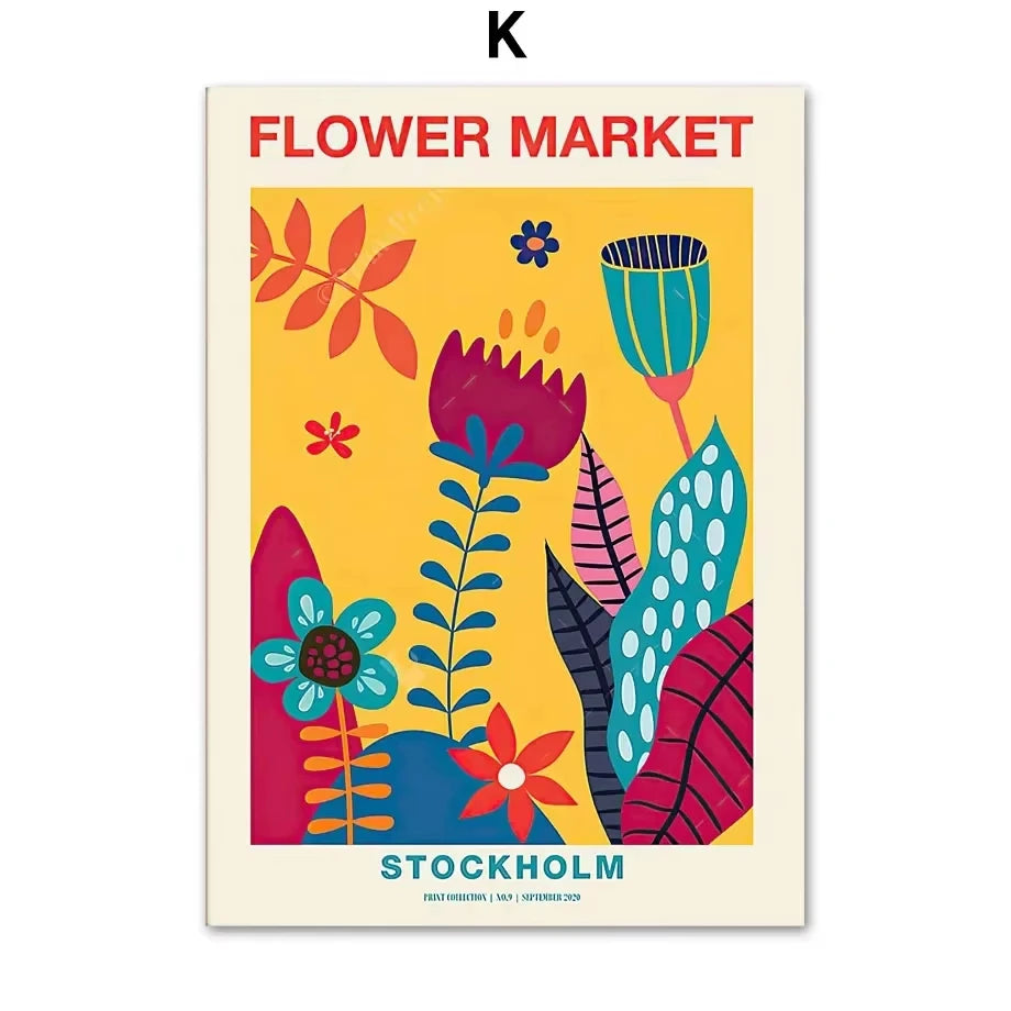 Abstract Matisse Wall Art Canvas Painting Retro Tokyo Flower Market Posters and Prints Nordic Living Room Home Decoration Images