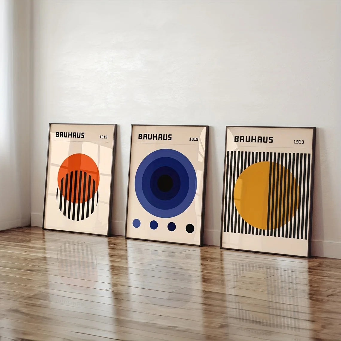 3pcs Bauhaus 1919 Canvas Wall Art Set, Mid-Century Modern Frameless Posters, Art Deco Style, Fashion Theme, Portrait Orientat