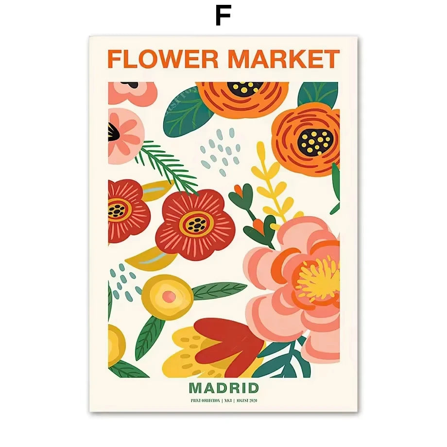 Abstract Matisse Wall Art Canvas Painting Retro Tokyo Flower Market Posters and Prints Nordic Living Room Home Decoration Images