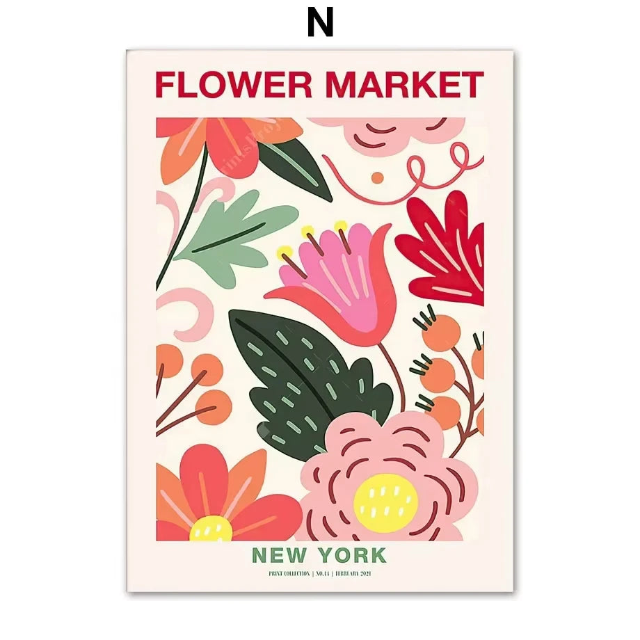 Abstract Matisse Wall Art Canvas Painting Retro Tokyo Flower Market Posters and Prints Nordic Living Room Home Decoration Images