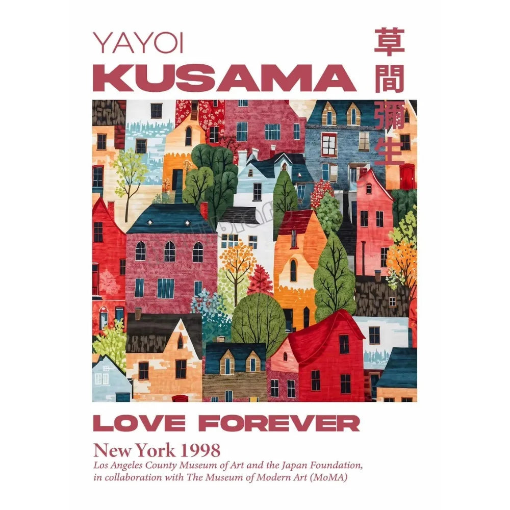 Yayoi Kusama Japanese Style Geometric Mountain Landscape Exhibition Poster Canvas Painting Wall Art Picture Home Interior Decor