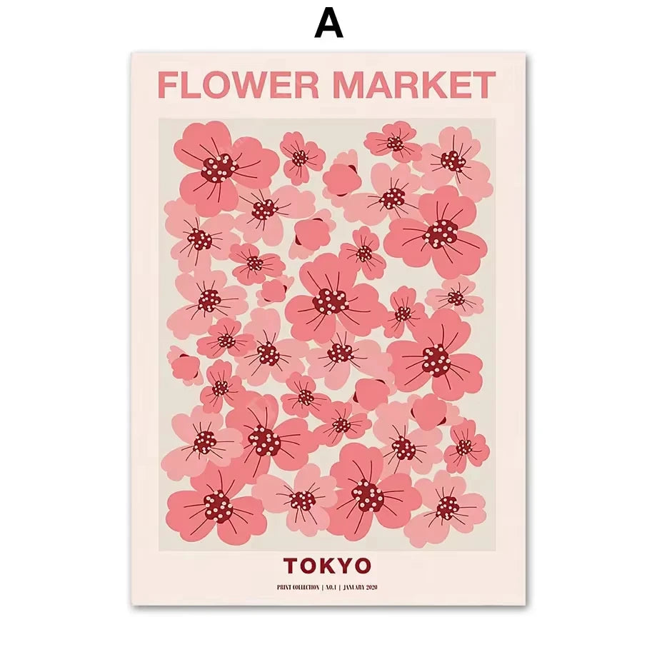 Abstract Matisse Wall Art Canvas Painting Retro Tokyo Flower Market Posters and Prints Nordic Living Room Home Decoration Images