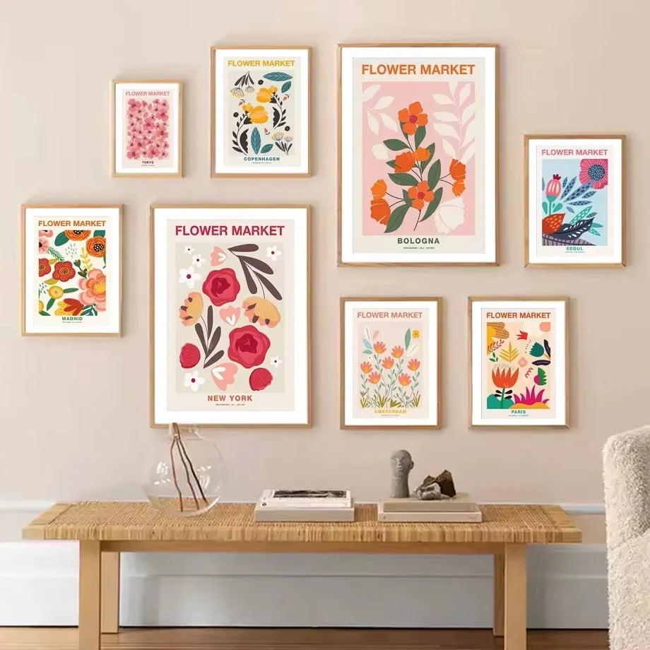 Abstract Matisse Wall Art Canvas Painting Retro Tokyo Flower Market Posters and Prints Nordic Living Room Home Decoration Images