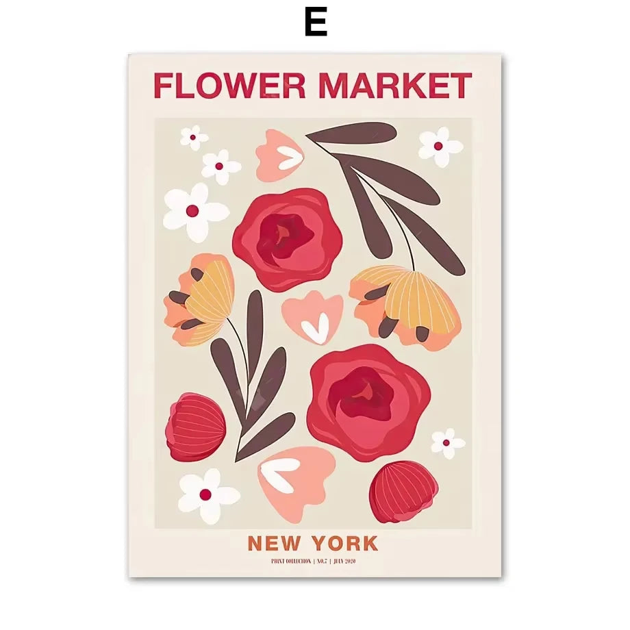 Abstract Matisse Wall Art Canvas Painting Retro Tokyo Flower Market Posters and Prints Nordic Living Room Home Decoration Images