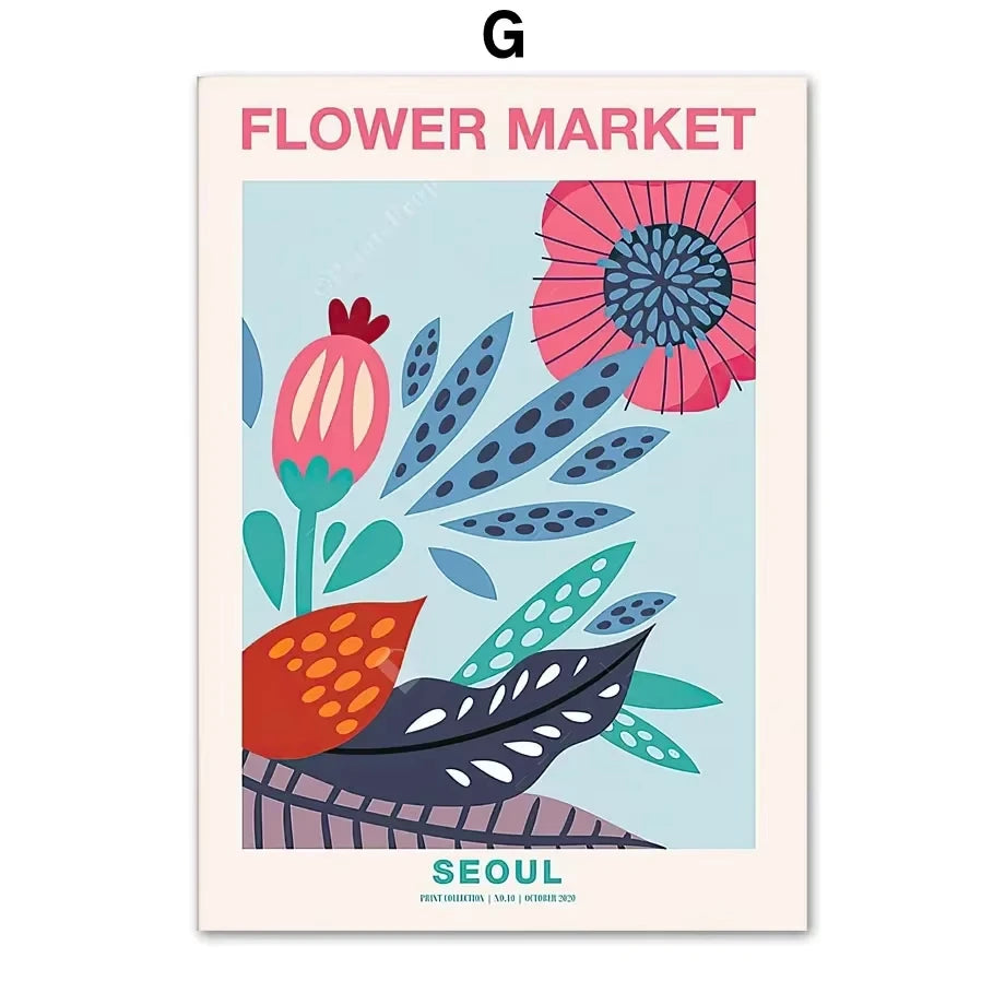 Abstract Matisse Wall Art Canvas Painting Retro Tokyo Flower Market Posters and Prints Nordic Living Room Home Decoration Images