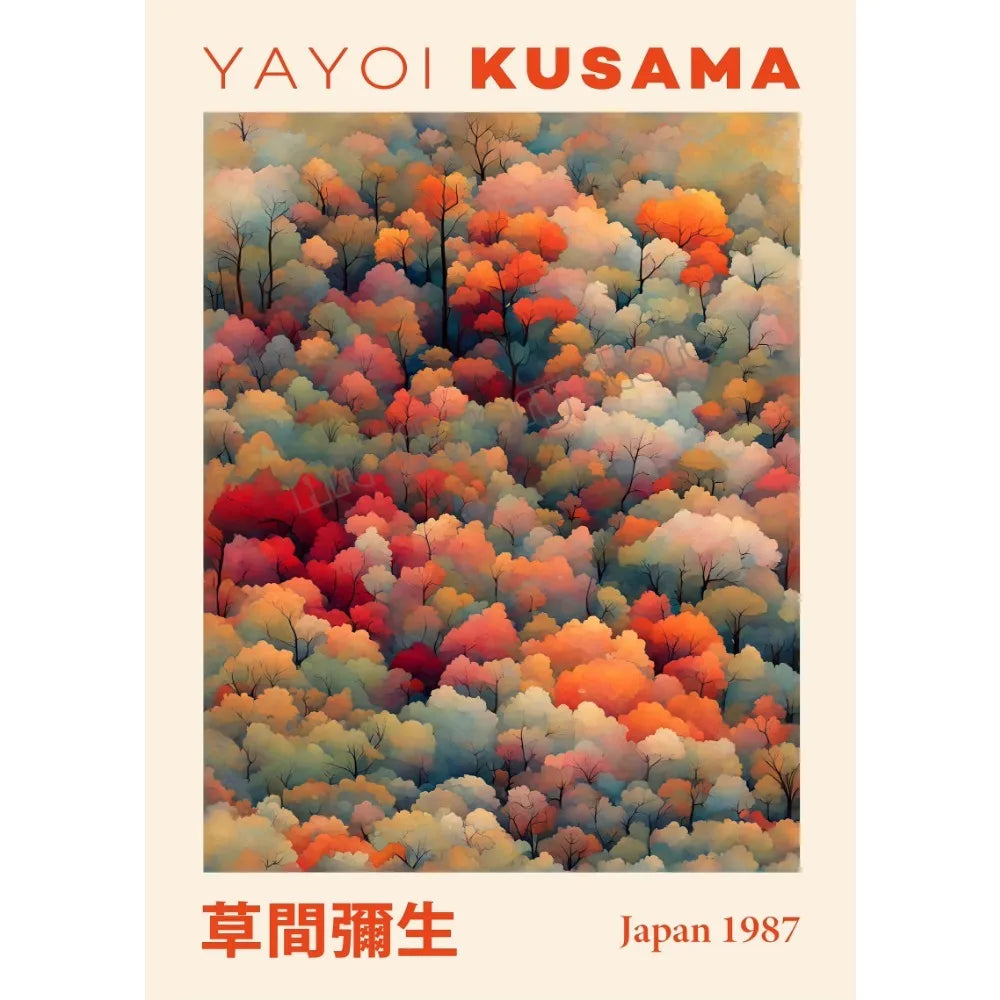 Yayoi Kusama Japanese Style Geometric Mountain Landscape Exhibition Poster Canvas Painting Wall Art Picture Home Interior Decor