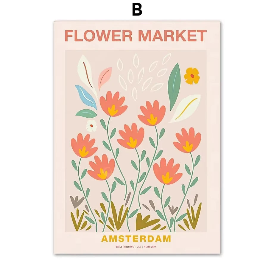 Abstract Matisse Wall Art Canvas Painting Retro Tokyo Flower Market Posters and Prints Nordic Living Room Home Decoration Images