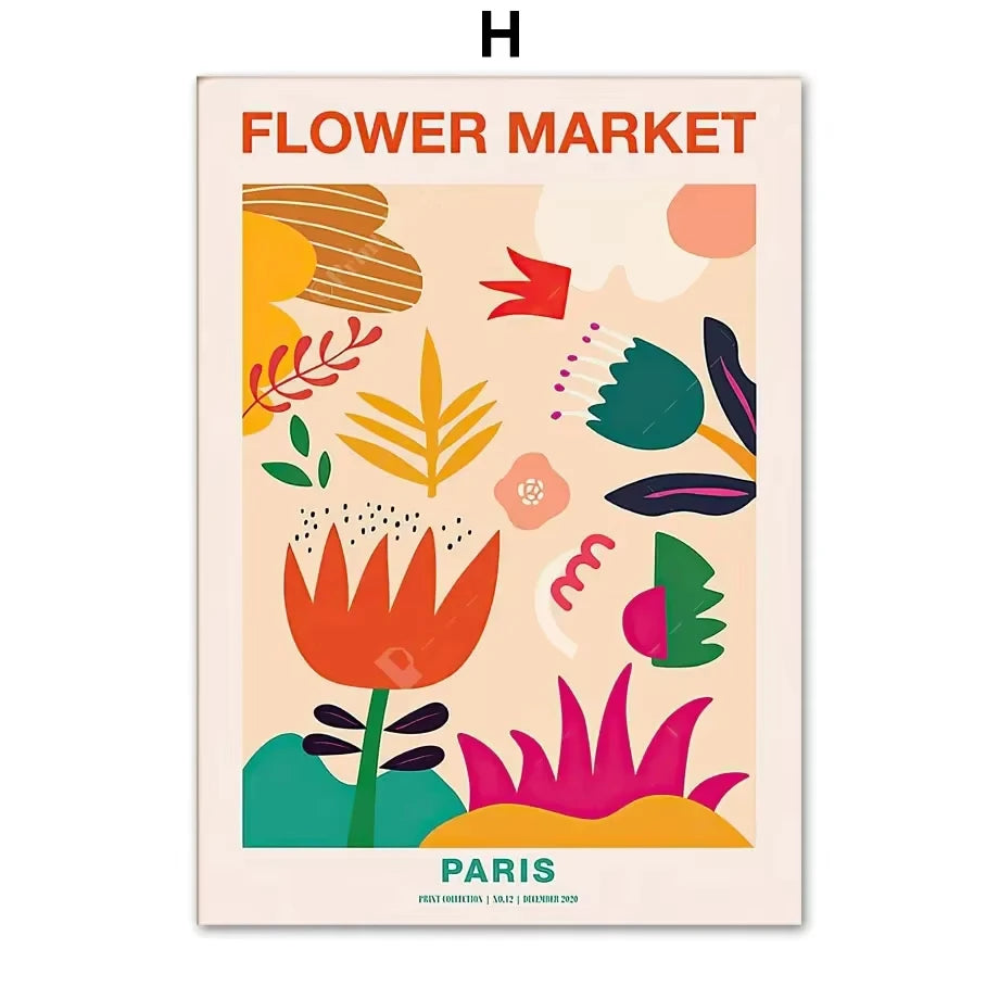 Abstract Matisse Wall Art Canvas Painting Retro Tokyo Flower Market Posters and Prints Nordic Living Room Home Decoration Images
