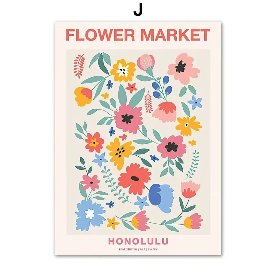 Abstract Matisse Wall Art Canvas Painting Retro Tokyo Flower Market Posters and Prints Nordic Living Room Home Decoration Images