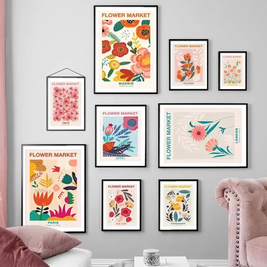 Abstract Matisse Wall Art Canvas Painting Retro Tokyo Flower Market Posters and Prints Nordic Living Room Home Decoration Images