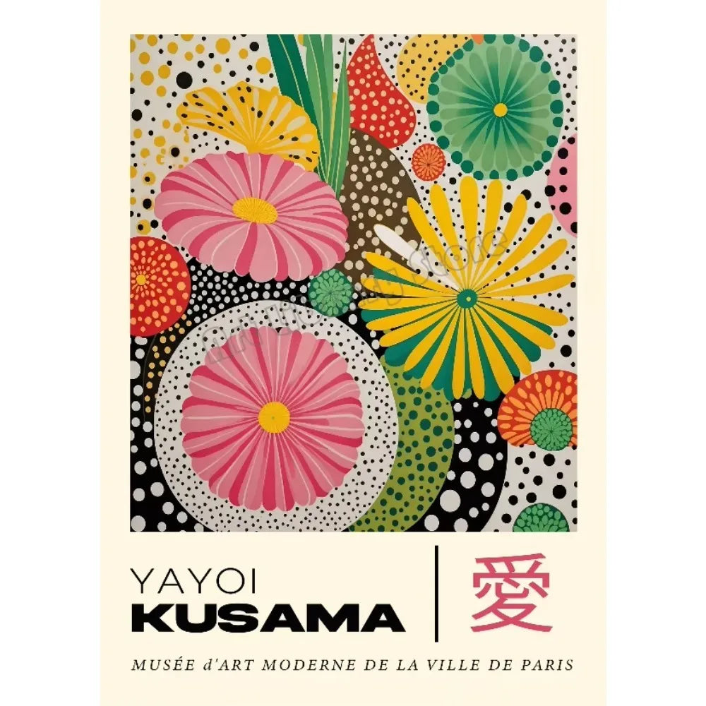 Yayoi Kusama Japanese Style Geometric Mountain Landscape Exhibition Poster Canvas Painting Wall Art Picture Home Interior Decor