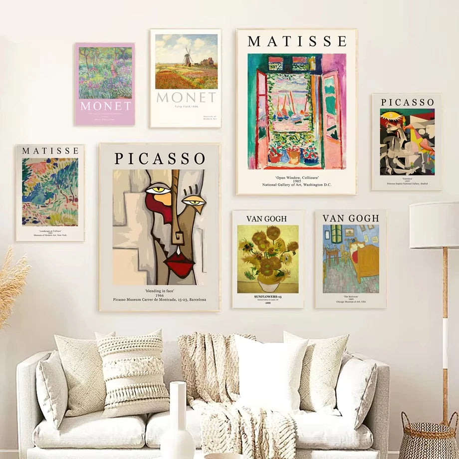 Retro Van Gogh Matisse Picasso Monet Posters Prints Vintage Decorative Paintings Canvas Wall Art Pictures Living Room Home Decor